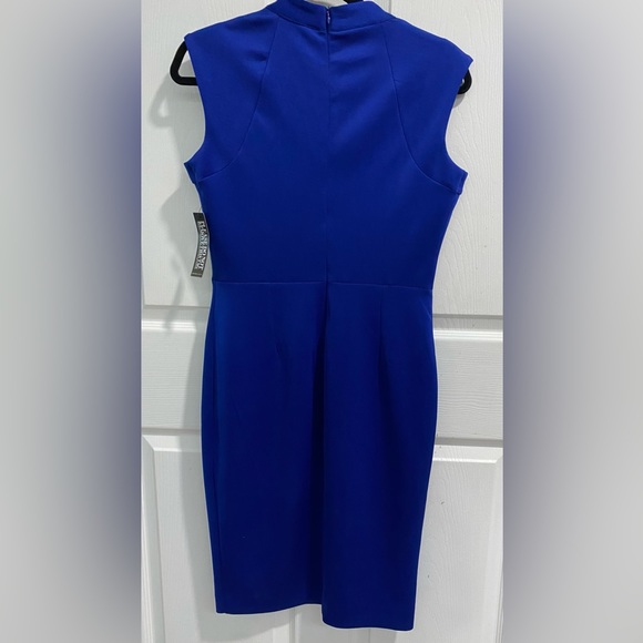 New York & Co. Embellished Scuba Sheath Dress. Color Amplified Blues. Size MP. - Picture 4 of 6